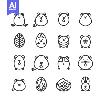 Popular premium asset: Set of 16 Cute Animal Outline Icons