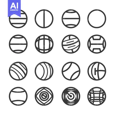 Aset premium populer: Set of 16 Different Black and White Ball Icons