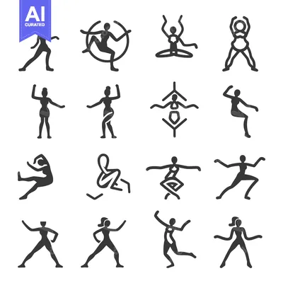 Aset premium populer: Set of 16 Different Female Fitness Workout Icons