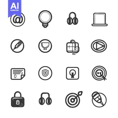 Premium design asset: Set of 16 Different Outline Icons