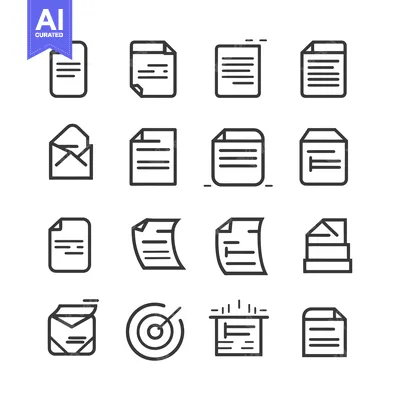 Popular premium asset: Set of 16 Document and File Line Icons
