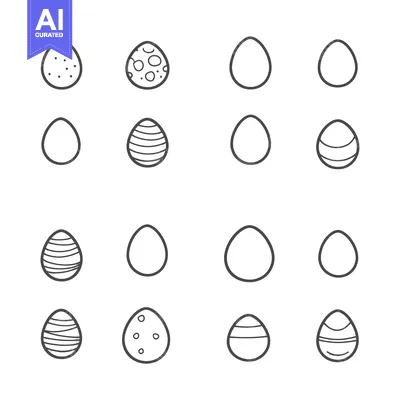 Set of 16 Easter egg icons with different patterns