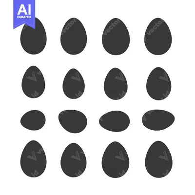 Aset premium populer: Set of 16 egg shapes, including oval, rounded and pointed