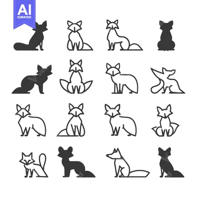 Aset premium populer: Set of 16 Fox Icons in Various Poses, Outline and Solid Styles