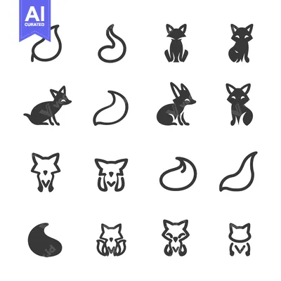 Premium design asset: Set of 16 Fox Icons - Various Poses and Tail Variations