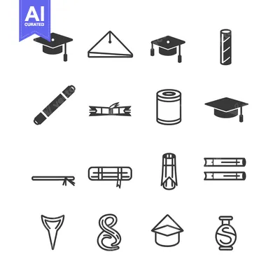 Set of 16 Graduation, Education, and Learning Icons