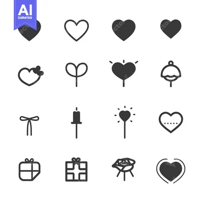 Premium design asset: Set of 16 Heart-Shaped Icons for Valentines Day