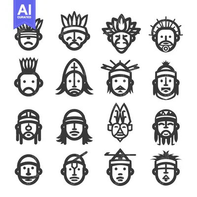 Popular premium asset: Set of 16 Indigenous Peoples Headwear and Facial Features Icons