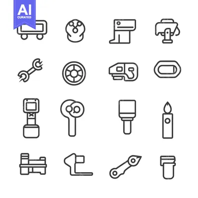 Aset premium populer: Set of 16 Industrial and Mechanical Line Icons