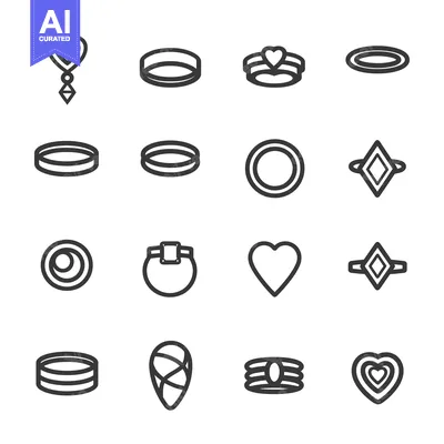Set of 16 Jewelry Icons with Different Shapes and Designs