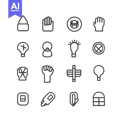 Aset premium populer: Set of 16 Linear Icons for Various Purposes