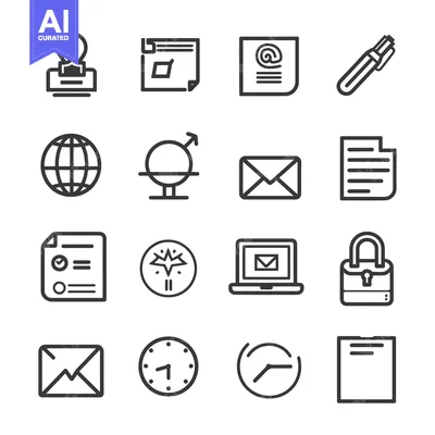 Aset premium populer: Set of 16 Line Icons for Business and Communication
