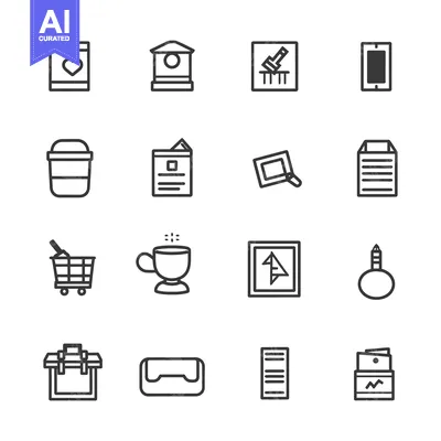 Aset desain premium: Set of 16 Line Icons for Mobile App and Web Design