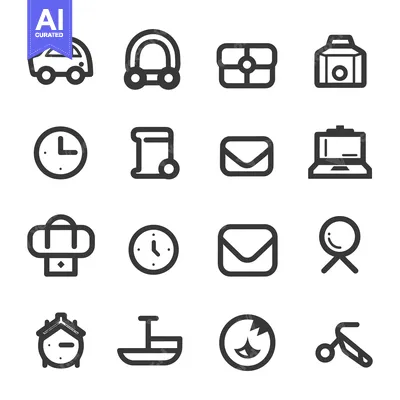 Aset premium populer: Set of 16 Line Icons for Travel and Tourism, Transportation, Time, and
