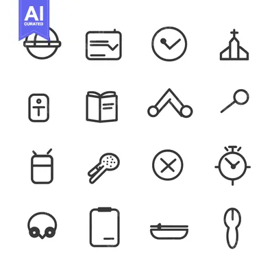 Aset desain premium: Set of 16 Line Icons for Various Purposes