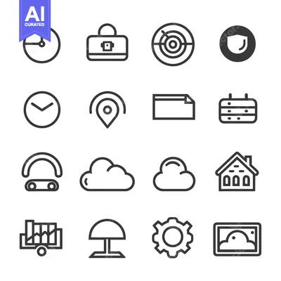 Aset desain premium: Set of 16 Line Icons for Web and Mobile Applications