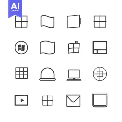 Premium design asset: Set of 16 Line Icons for Windows and Computer Interface