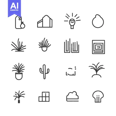 Popular premium asset: Set of 16 Line Icons of Plants and Nature Elements