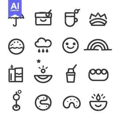 Aset desain premium: Set of 16 Line Icons on White Background