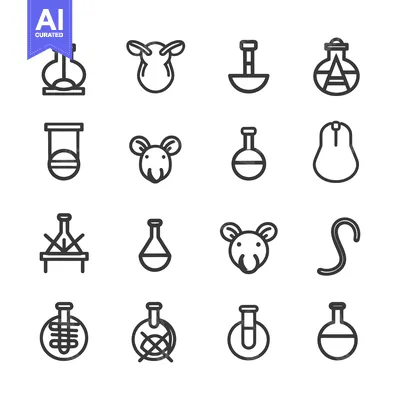 Aset premium populer: Set of 16 Line Icons Related to Chemistry and Laboratory