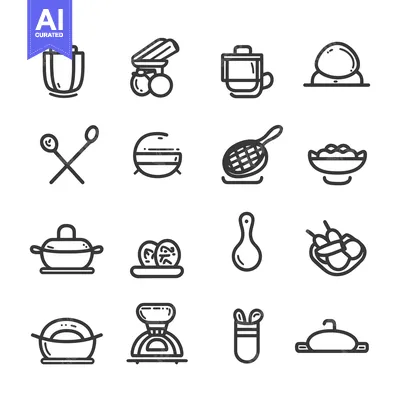 Aset premium populer: Set of 16 Line Icons Related to Cooking and Food