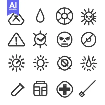 Set of 16 Line Icons Related to Medical and Pharmacy
