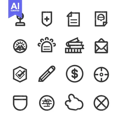 Set of 16 Line Icons Related to Technology, Business, and Communicatio