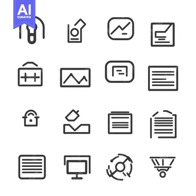Premium design asset: Set of 16 Line Icons Representing Various Concepts