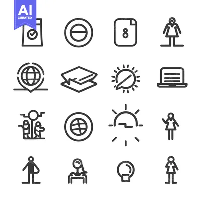 Aset desain premium: Set of 16 Line Icons Representing Various Concepts