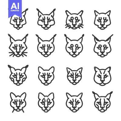 Popular premium asset: Set of 16 Lynx Head Line Icons