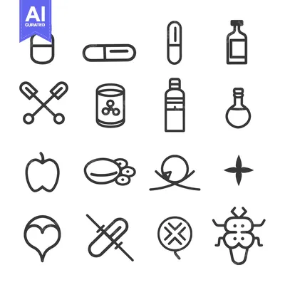 Aset premium populer: Set of 16 Medicine and Healthcare Line Icons