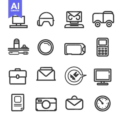 Aset premium populer: Set of 16 Modern Line Icons for Technology, Communication and Travel