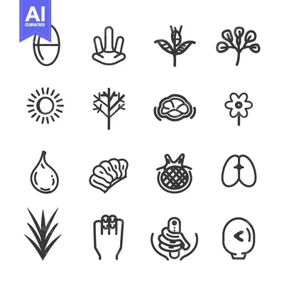 Premium design asset: Set of 16 Nature and Body Related Line Icons