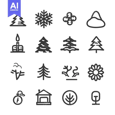 Aset desain premium: Set of 16 Nature and Weather Icons