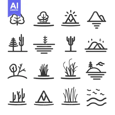Popular premium asset: Set of 16 Nature Icons with Trees, Mountains, and Grass