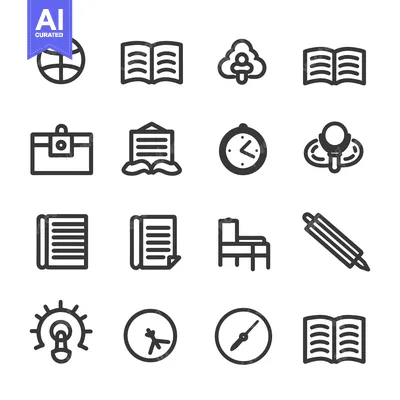Aset premium populer: Set of 16 Outline Icons for Different Objects and Activities