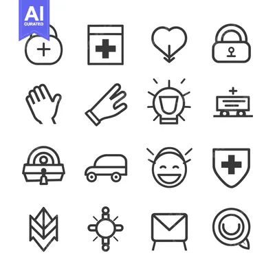 Aset premium populer: Set of 16 Outline Icons for Mobile Apps and Web Design