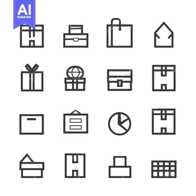 Aset desain premium: Set of 16 Package, Box and Shipping Related Icons