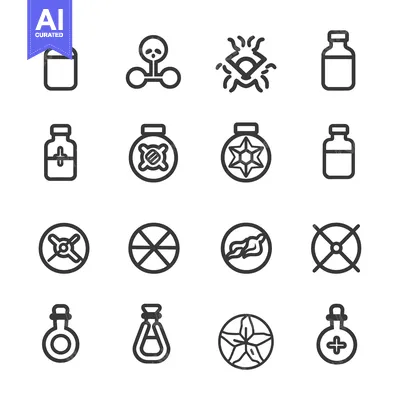 Popular premium asset: Set of 16 Potion and Alchemy Icons in Black and White
