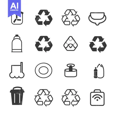 Aset desain premium: Set of 16 Recycling and Garbage Icons