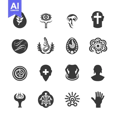 Aset desain premium: Set of 16 Simple and Unique Abstract Icons