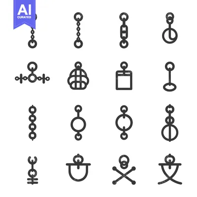 Aset premium populer: Set of 16 Simple Chain Link Icons in a Monochromatic Style