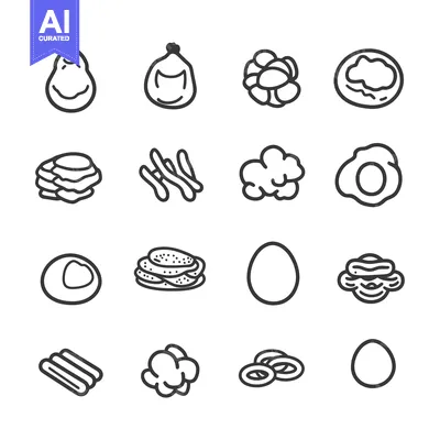 Set of 16 Simple Line Egg Icons