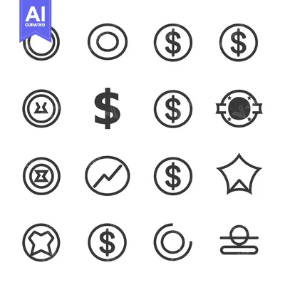 Aset premium populer: Set of 16 Simple Line Icons for Coins, Dollar, Star, Graph
