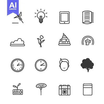 Aset premium populer: Set of 16 Simple Line Icons for Web Design