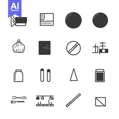 Aset premium populer: Set of 16 Simple Line Icons of Various Objects