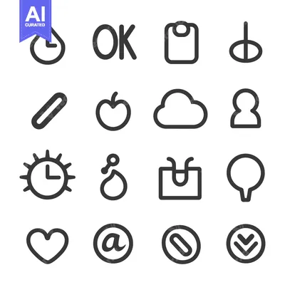Premium design asset: Set of 16 Simple Line Icons on a White Background