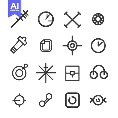 Set of 16 Simple Line Icons Related to Interface, Technology, and Desi