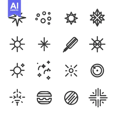 Popular premium asset: Set of 16 Simple Star and Sun Icon Designs