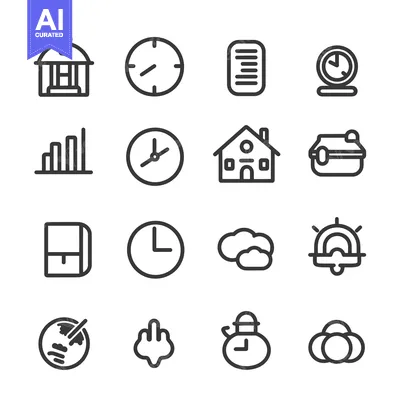 Set of 16 Time Management Line Icons